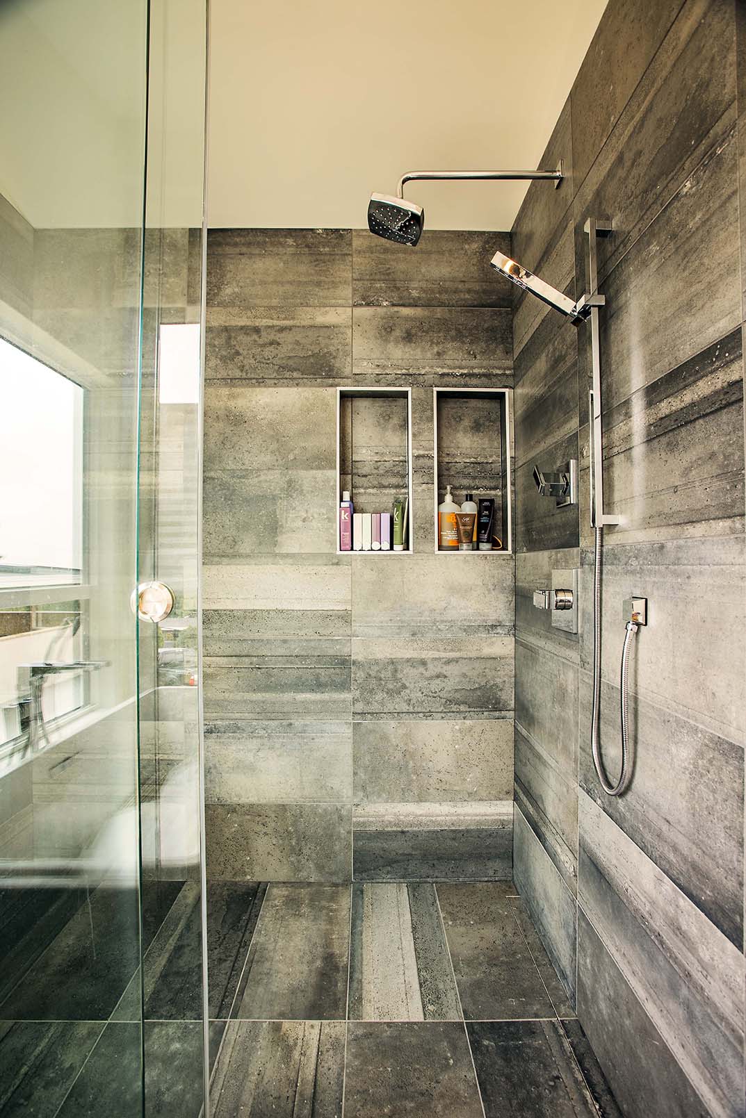 Lacey Construction - grey tiled shower